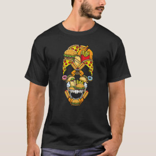 Fast Food Skull Burger French Fries Pizza Men Wome T-Shirt