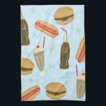 Fast Food Soda Fountain Junk Food Blue Tea Towel<br><div class="desc">Decorate your kitchen with this cute towel. Makes a great housewarming or anniversary gift! 
You can customise it and add text too.
Check my shop for lots more colours and patterns plus matching kitchen stuff!</div>