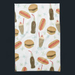 Fast Food Soda Fountain Junk Food White Tea Towel<br><div class="desc">Decorate your kitchen with this cute towel. Makes a great housewarming or anniversary gift! 
You can customise it and add text too.
Check my shop for lots more colours and patterns plus matching kitchen stuff!</div>