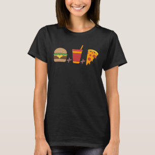 Fast–Food Trio: Burger, Soda, Pizza Slice in Bold T-Shirt