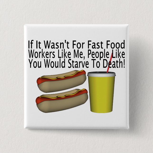 Fast Food Worker 15 Cm Square Badge (Front)