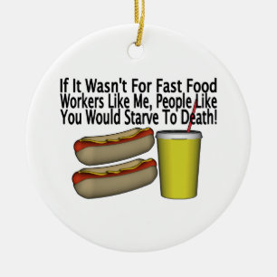 Fast Food Worker Ceramic Tree Decoration