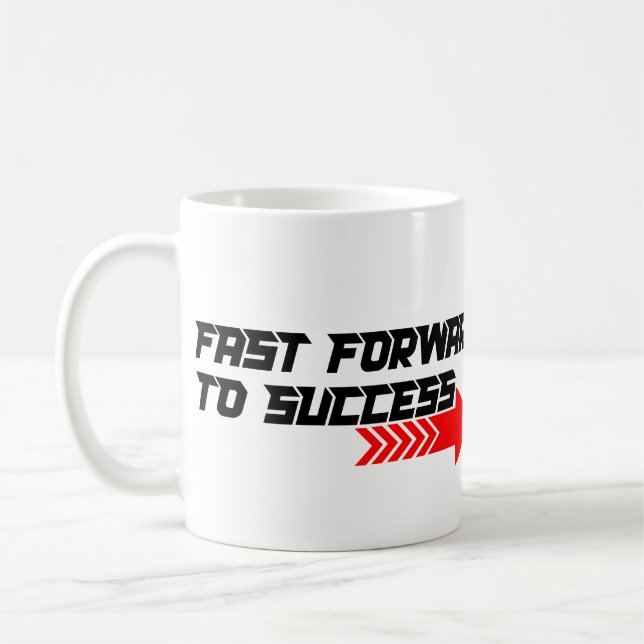 Fast Forward – Bold Red Motivation Quote Design Coffee Mug (Left)