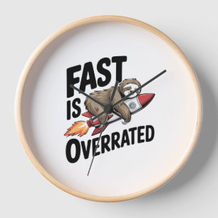 Fast is Overrated Sloth Rocket Clock