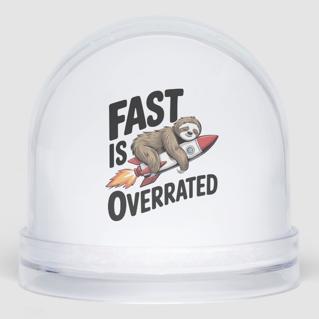 Fast is Overrated Sloth Rocket Snowglobe (Front)