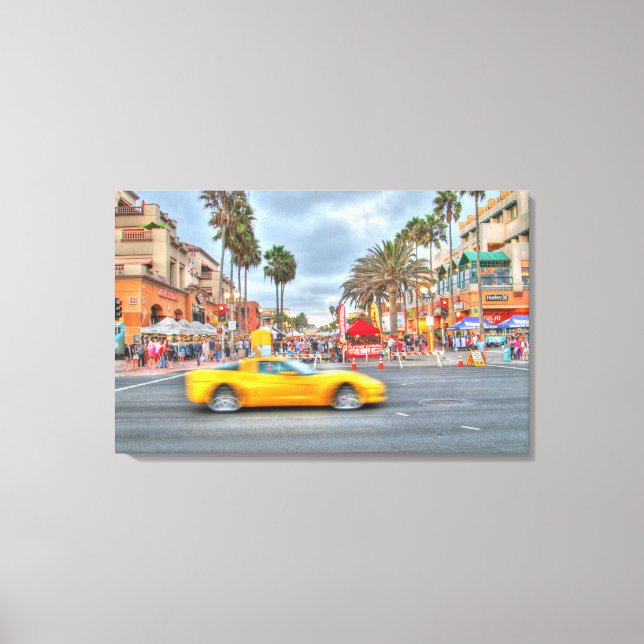 Fast Motion Corvette" PCH and Mian Stree Canvas Print (Front)