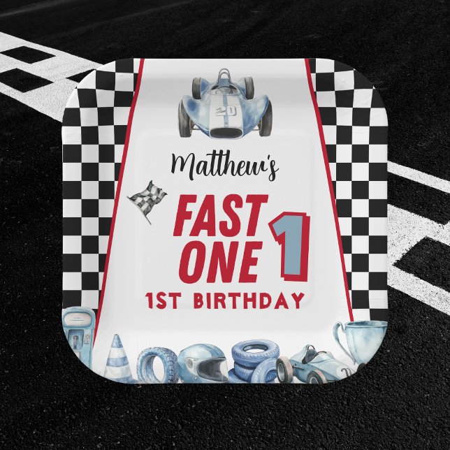Fast One 1st birthday Boy Racing Car  Paper Plate (Creator Uploaded)