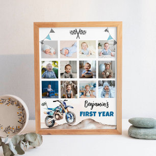 Fast One Blue Dirt Bike Photo Milestone Poster