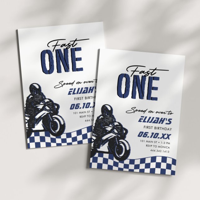 Fast One Boys 1st Motorcross Dirt Bike Birthday Invitation (Creator Uploaded)