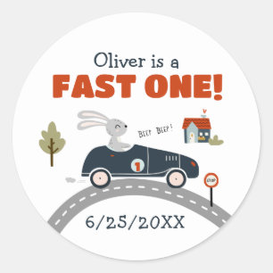 Fast One Cars 1st Birthday Stickers 
