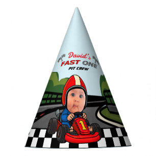 Fast One   Custom Race Car Driver Photo Pit Crew Party Hat
