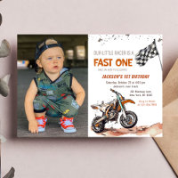 Fast One Dirt Bike Boy 1st Birthday Photo