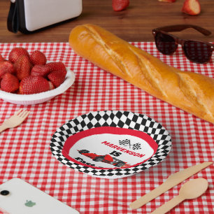 Fast One Fast  Race Car Boy First Birthday Party Paper Plate