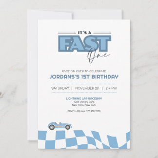 Fast One First Birthday Race Car Invitation