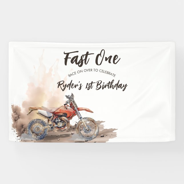 Fast One Little Racer First Birthday Banner (Horizontal)