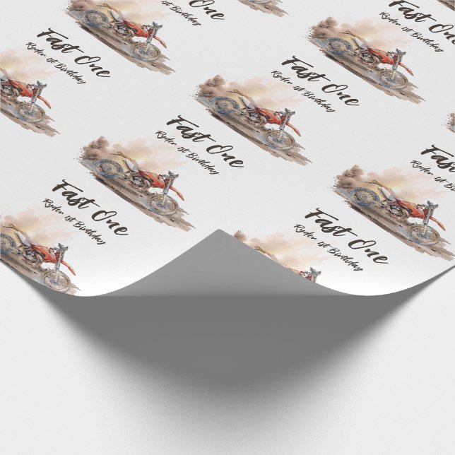Fast One Little Racer First Birthday Wrapping Paper (Corner)