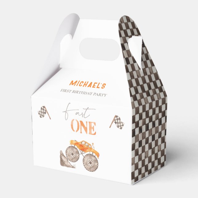 Fast One Monster Truck Birthday Favour Box (Front Side)