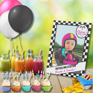 Fast ONE Pink Refueling Station Drinks and Snacks Pedestal Sign