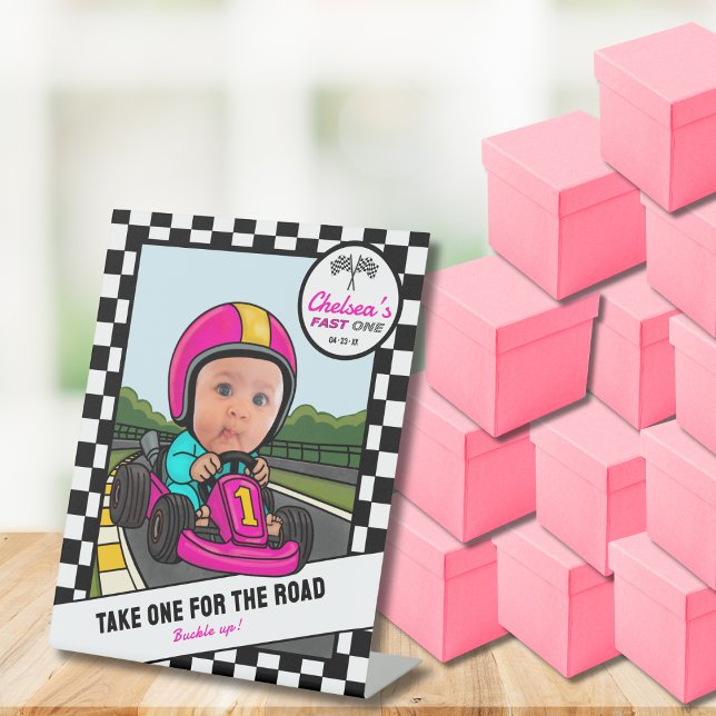 Fast ONE - Pink Take One & Buckle Up! Favour Pedestal Sign (Creator Uploaded)