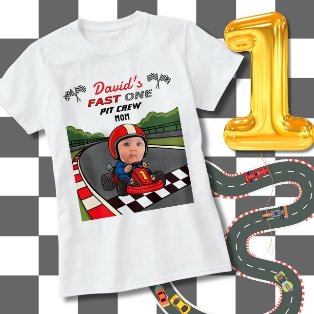 Fast ONE Pit Crew Mum | Custom Birthday  T-Shirt (Creator Uploaded)