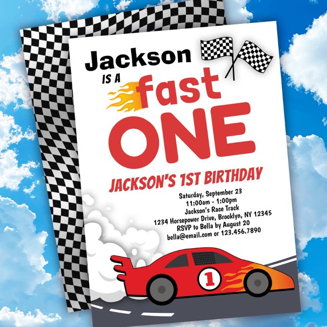 Fast ONE Race Car 1st Birthday Invitation (Creator Uploaded)