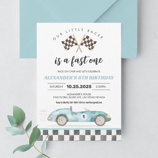 Fast One Race Car 1st Birthday Invitation (Creator Uploaded)