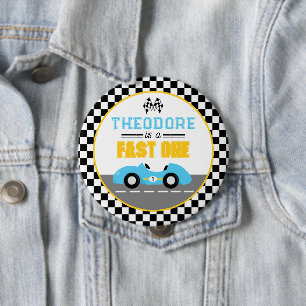 Fast One Race Car 1st Birthday Party Favour 10 Cm Round Badge