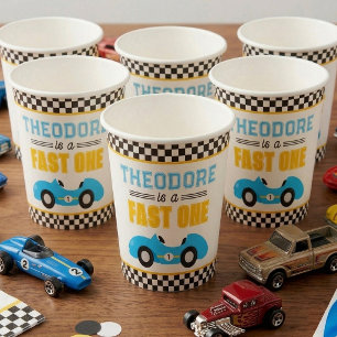 Fast One Race Car 1st Birthday Party Paper Cups