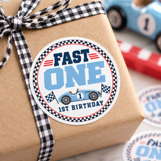 Fast One Race Car 1st Birthday Sticker