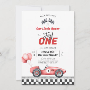 Fast One Race Car Boy 1st Birthday Invitation