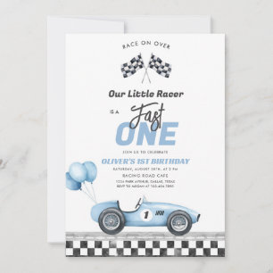Fast One Race Car Boy 1st Birthday Invitation