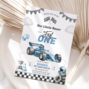 Fast One Race Car Boy 1st Birthday Invitation