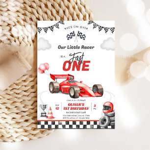 Fast One Race Car Boy 1st Birthday Invitation