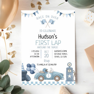 Fast One Race Car Boy 1st Birthday Invitation