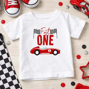 Fast One Race Car Boy 1st Birthday Party Baby T-Shirt