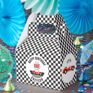 Fast One Race Car Boy 1st Birthday Party Favour Box