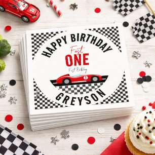 Fast One Race Car Boy 1st Birthday Party Napkin