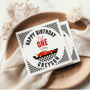 Fast One Race Car Boy 1st Birthday Party Napkin