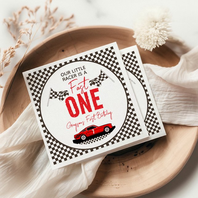 Fast One Race Car Boy 1st Birthday Party Napkin (Creator Uploaded)