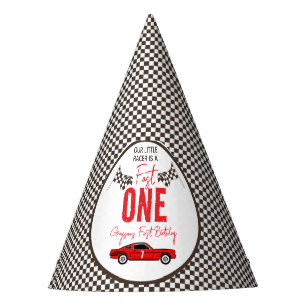 Fast One Race Car Boy 1st Birthday Party Party Hat