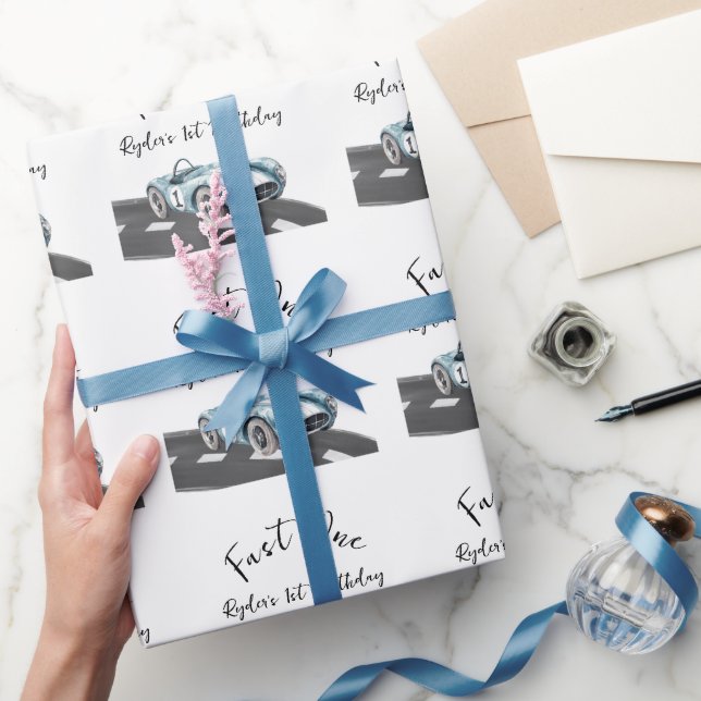 Fast One Race Car First Birthday Wrapping Paper (Gifting)