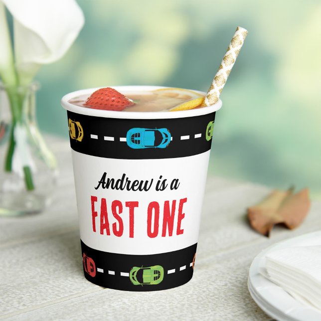 Fast One Race Track Boys Birthday Party Paper Cups (Creator Uploaded)