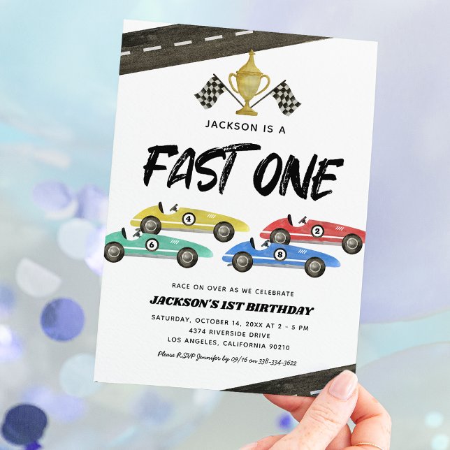 Fast One Racing Car 1st Birthday Invitation (Creator Uploaded)