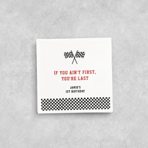 Fast One Racing Minimalist 1st Birthday Napkin