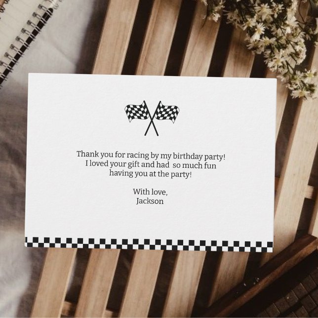 Fast One Racing Minimalist 1st Birthday Thank You Card (If you ain't first, you're last 1st birthday thank you card Racing Birthday)