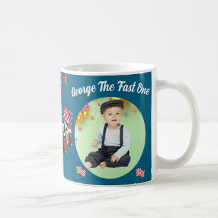 Fast One Red & Black Race Car 1st Birthday Photo Coffee Mug