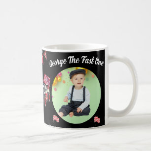 Fast One Red & Black Race Car 1st Birthday Photo Coffee Mug