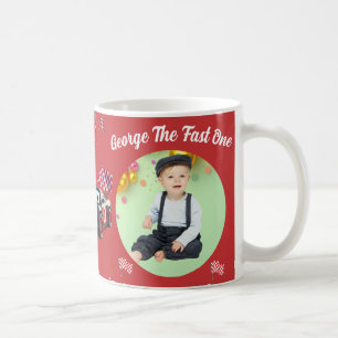 Fast One  Red & Black Race Car 1st Birthday Photo Coffee Mug