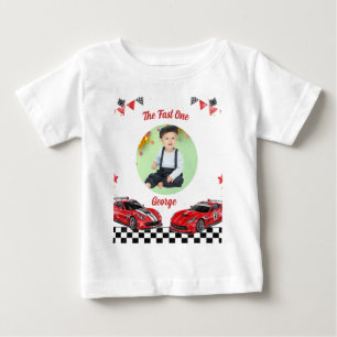 Fast One Red & Black Race Car Kids Photo Birthday Baby T-Shirt