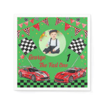 Fast One Red & Black Race Car Photo 1st Birthday